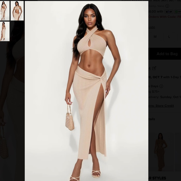 NWOT Shayla Ribbed Halter Maxi Skirt Set - Taupe - Picture 1 of 2